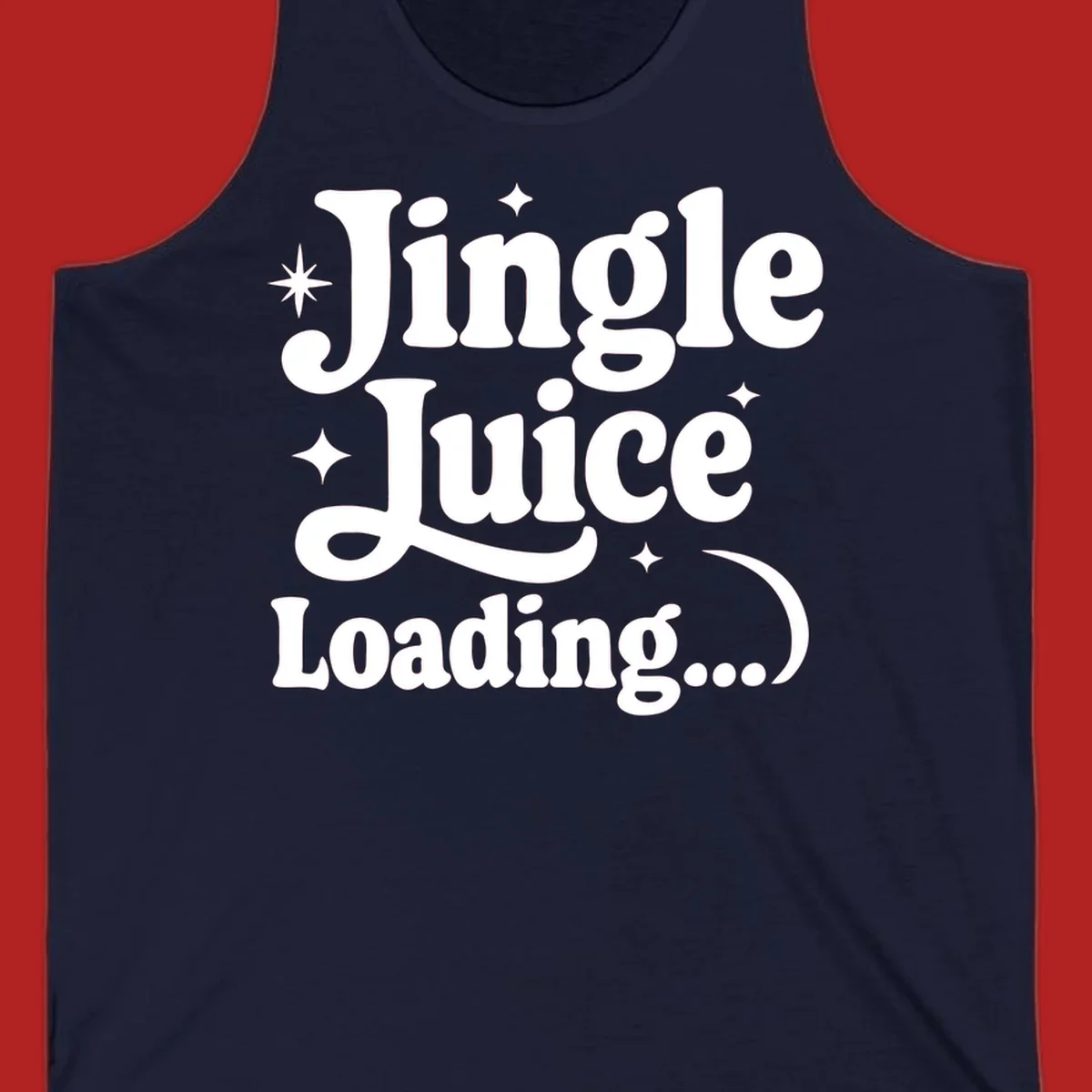 Jingle Juice Loading text with stars in a retro font.