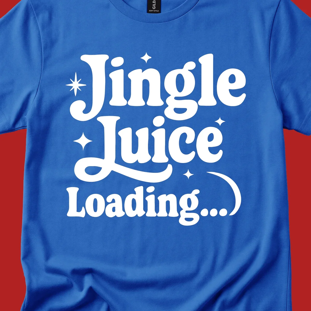 Jingle Juice Loading text with stars in a retro font.