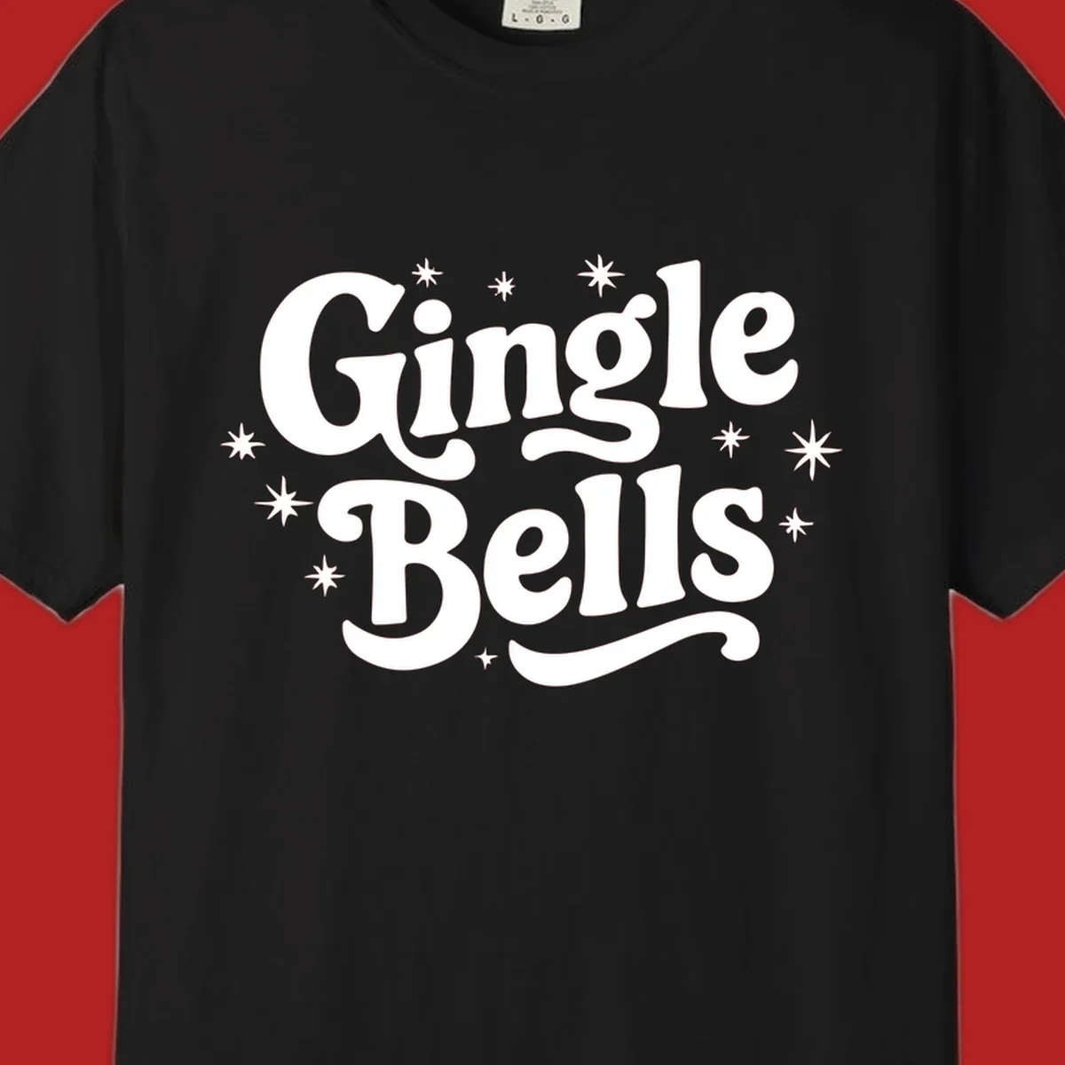 Jingle Bells holiday text with stars