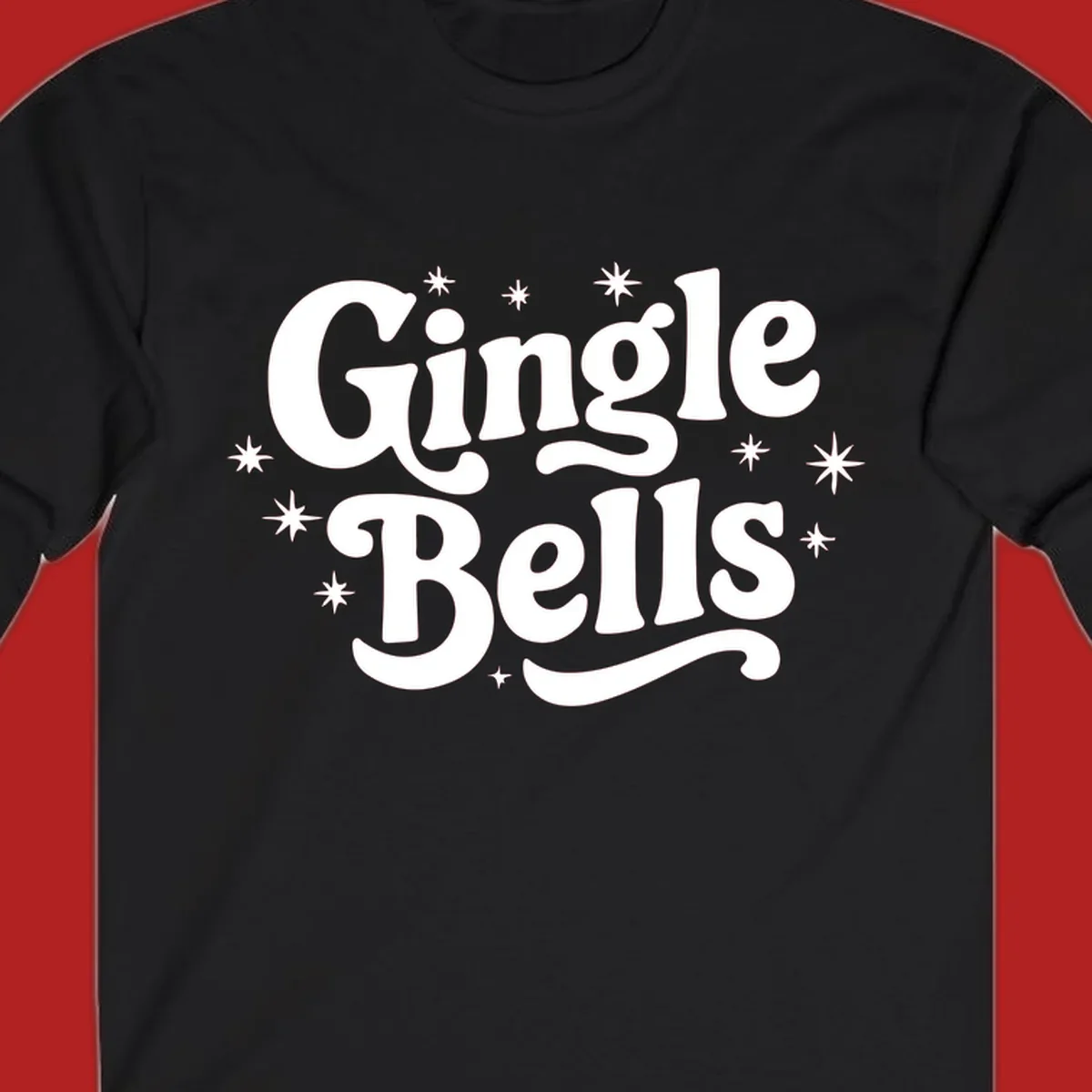 Jingle Bells holiday text with stars