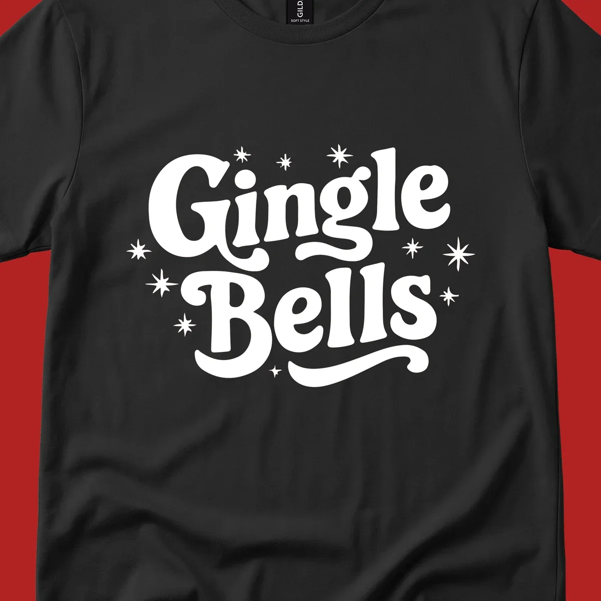 Jingle Bells holiday text with stars