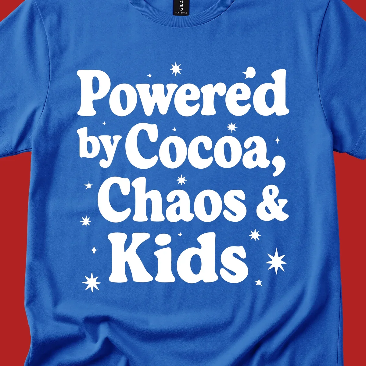 Powered by Cocoa Chaos And Kids retro text with stars graphic.