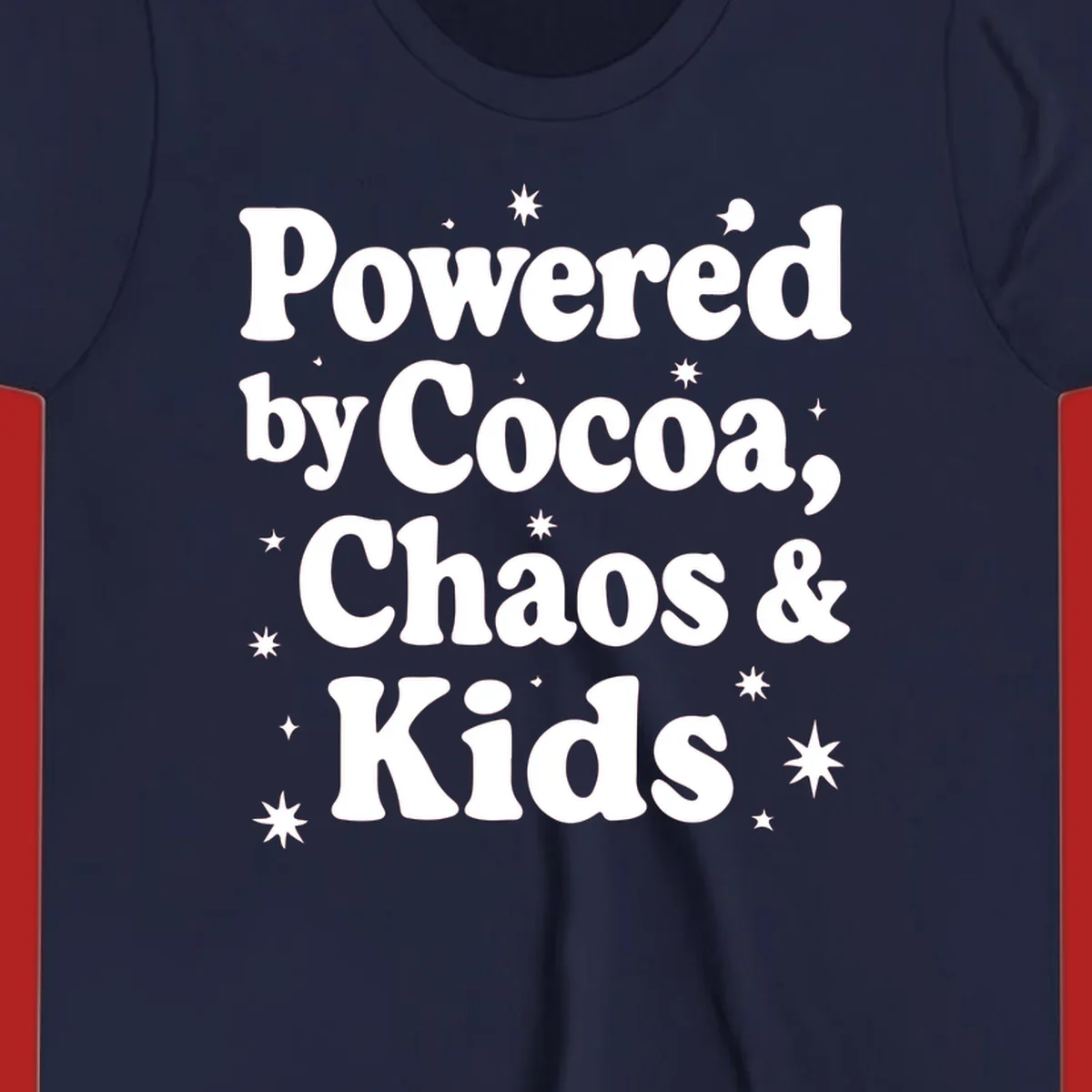 Powered by Cocoa Chaos And Kids retro text with stars graphic.