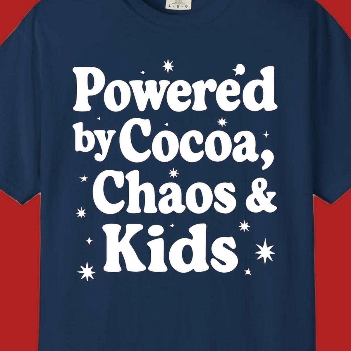 Powered by Cocoa Chaos and Kids text with stars graphic.