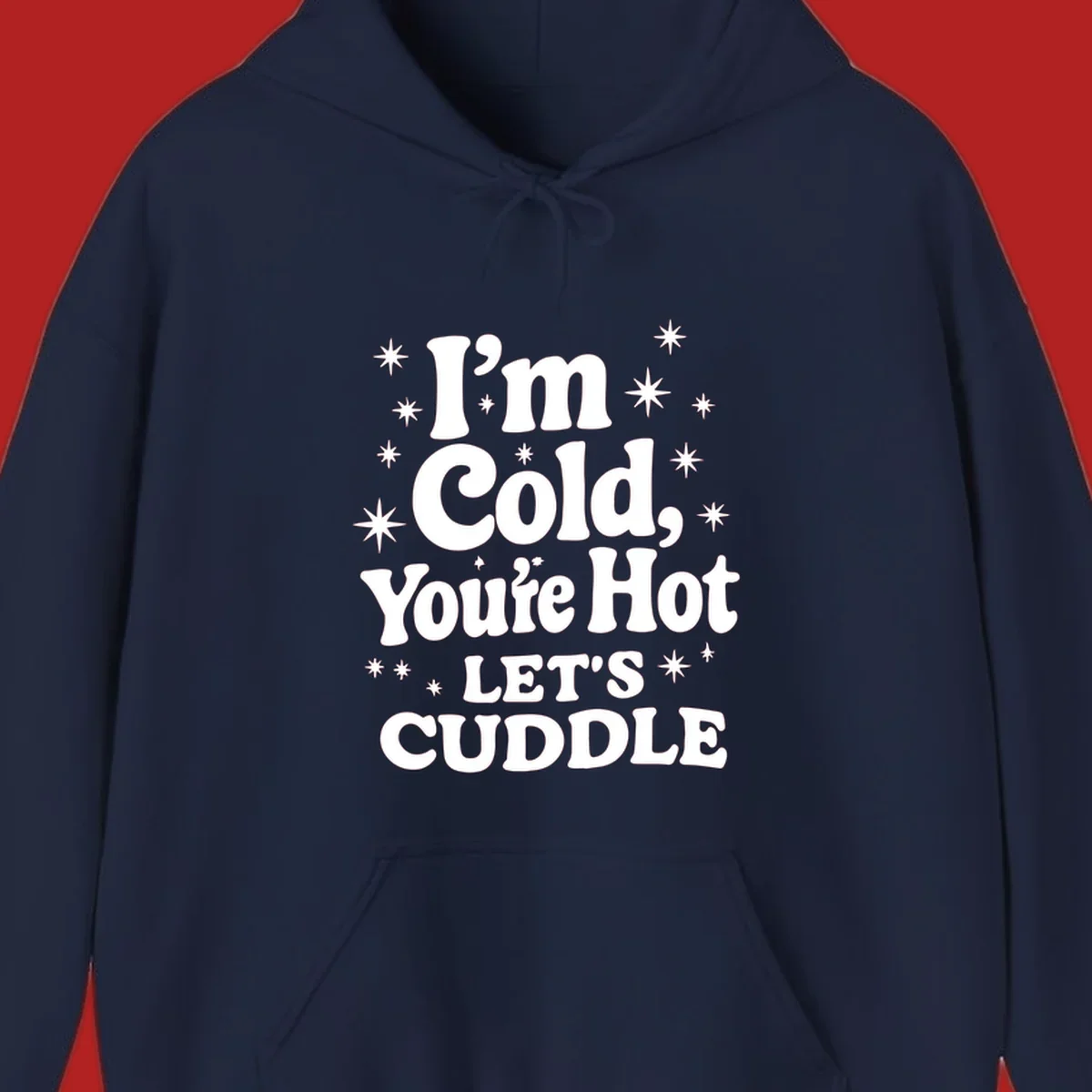 Lets cuddle cold hot typography with stars design.