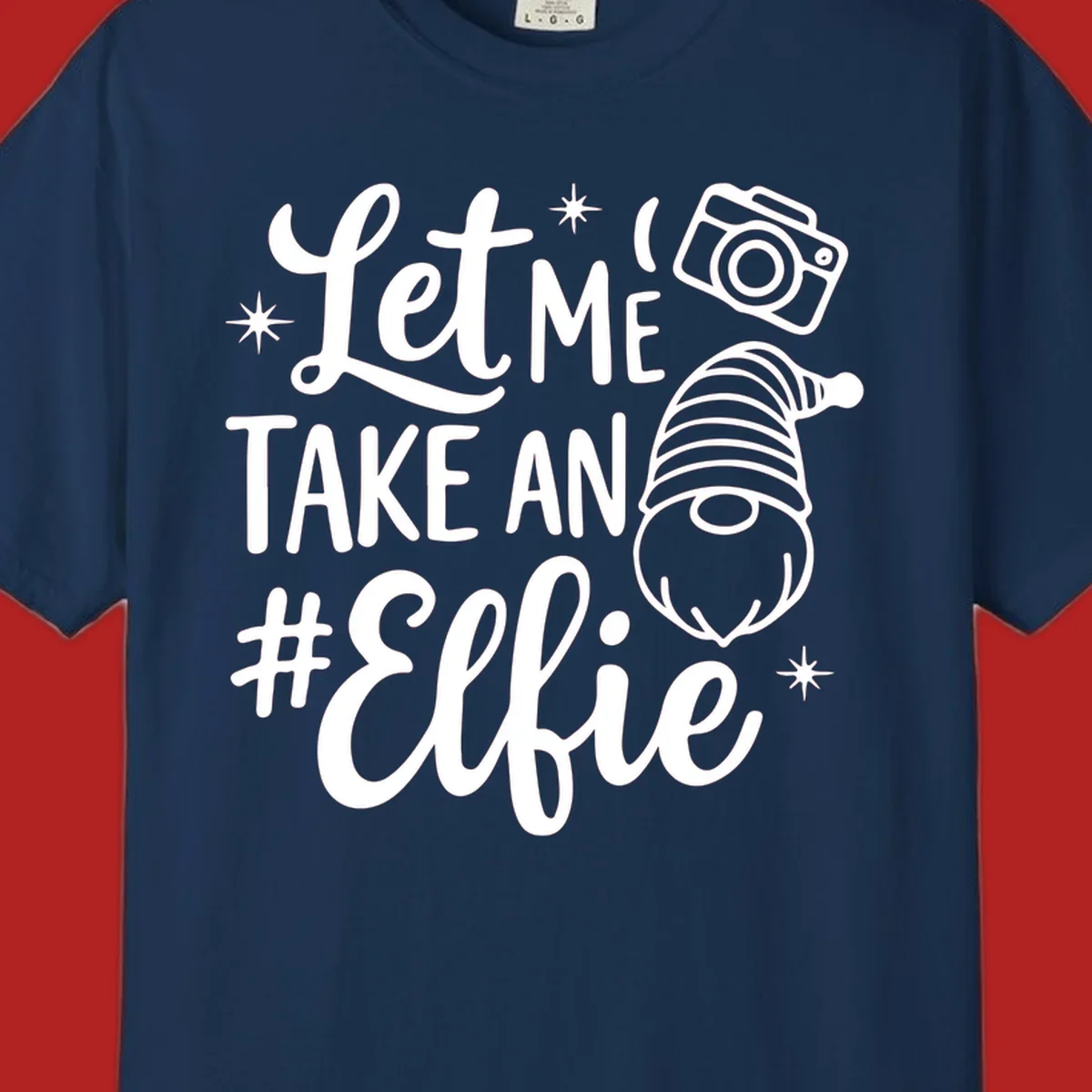 Christmas elf selfie gnome with camera holiday design