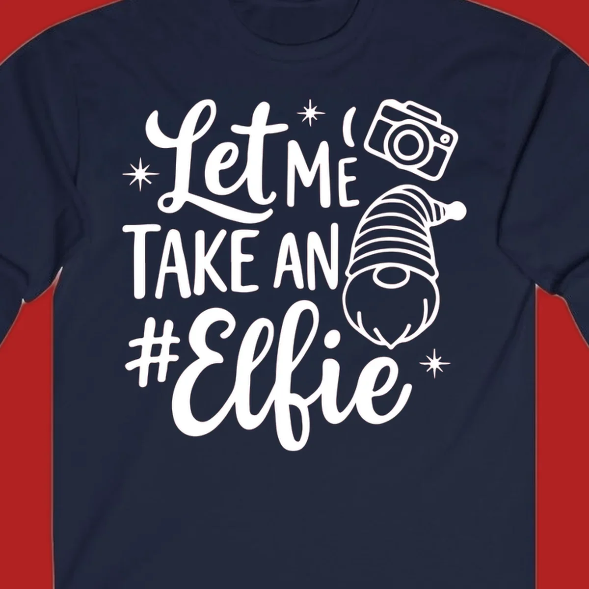 Christmas elf selfie gnome with camera holiday design