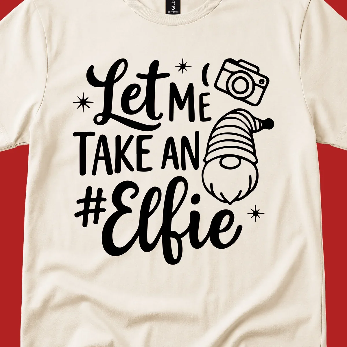 Christmas elf selfie gnome with camera holiday design