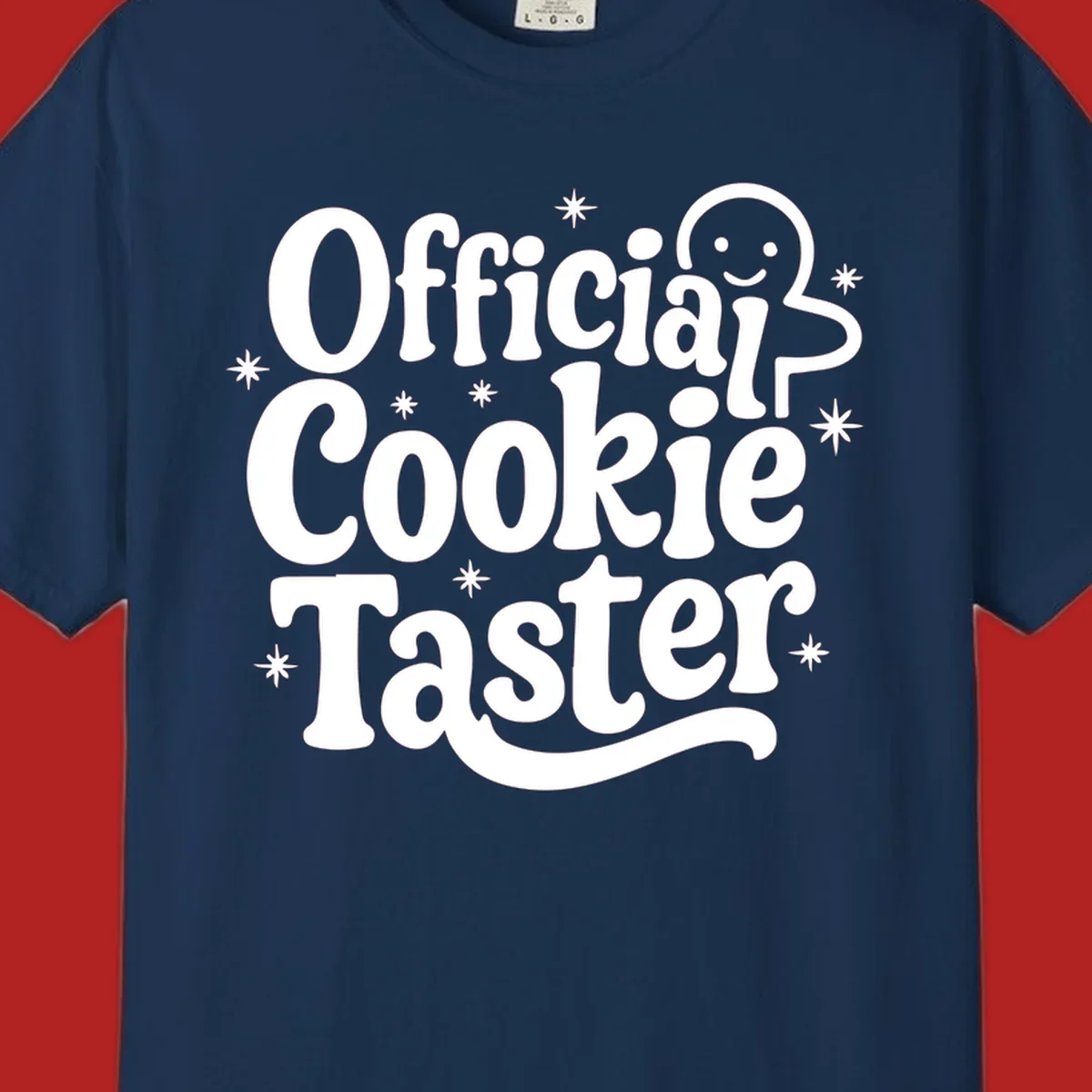 Official Cookie Taster gingerbread man design with stars
