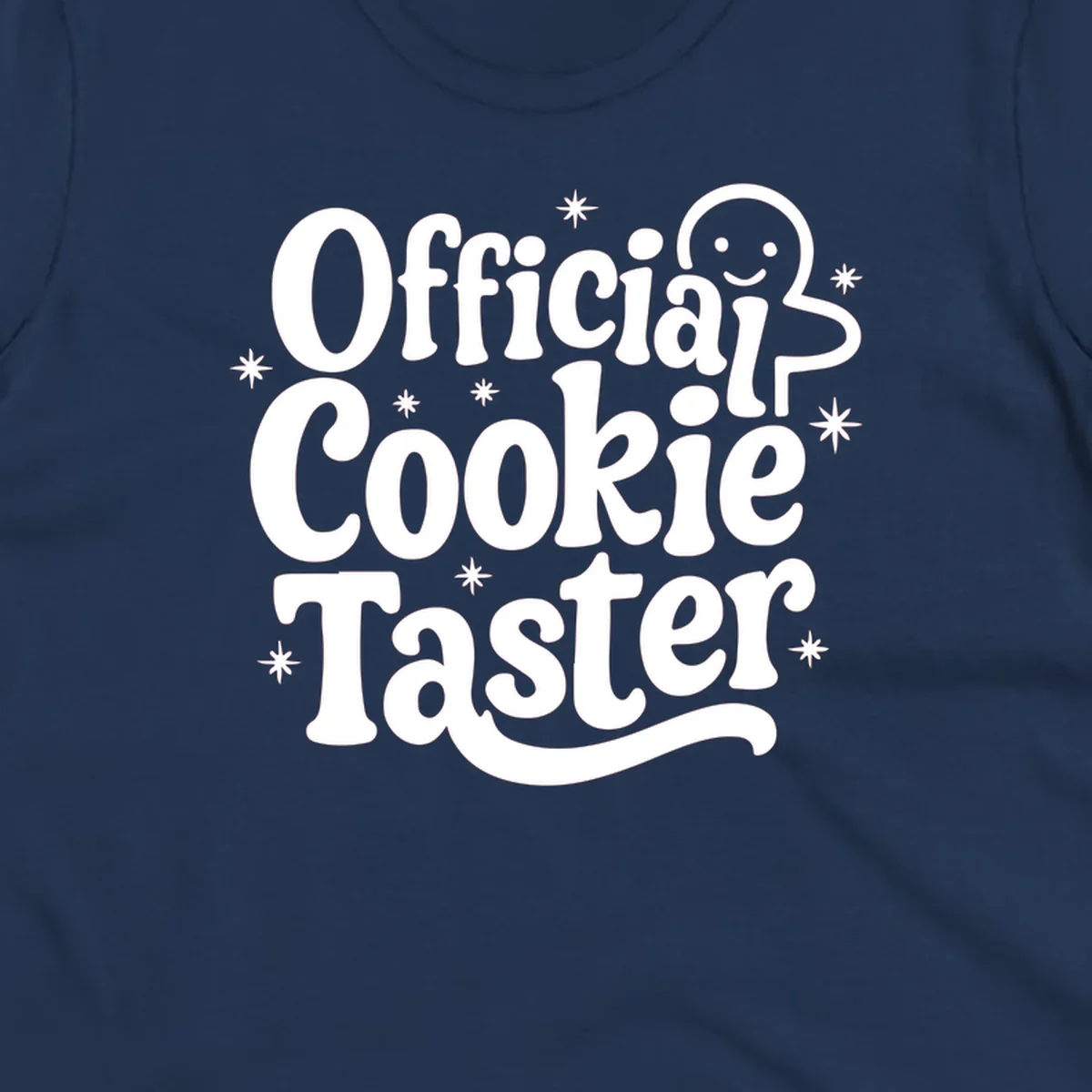 Official Cookie Taster gingerbread man design with stars