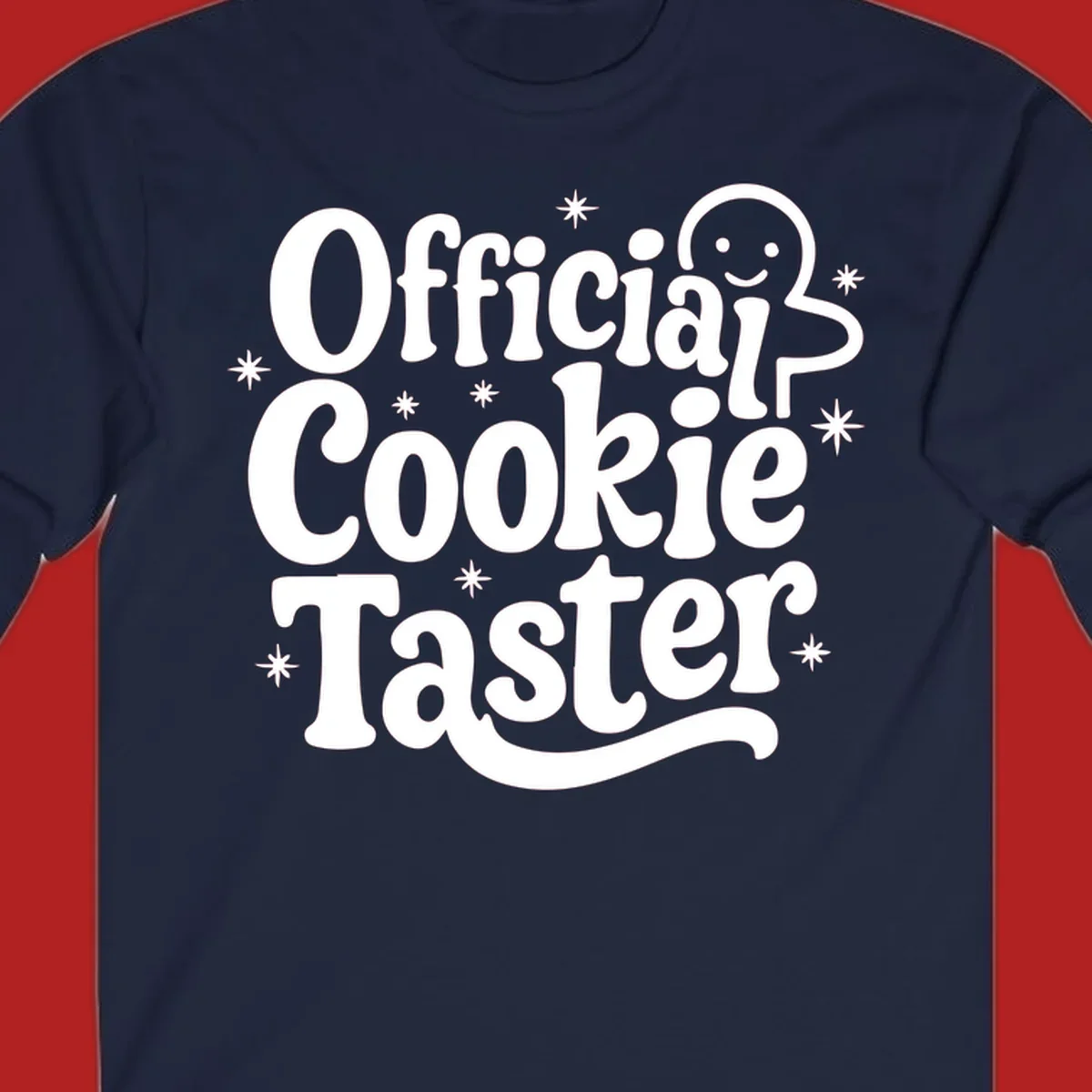 Official Cookie Taster gingerbread man design with stars