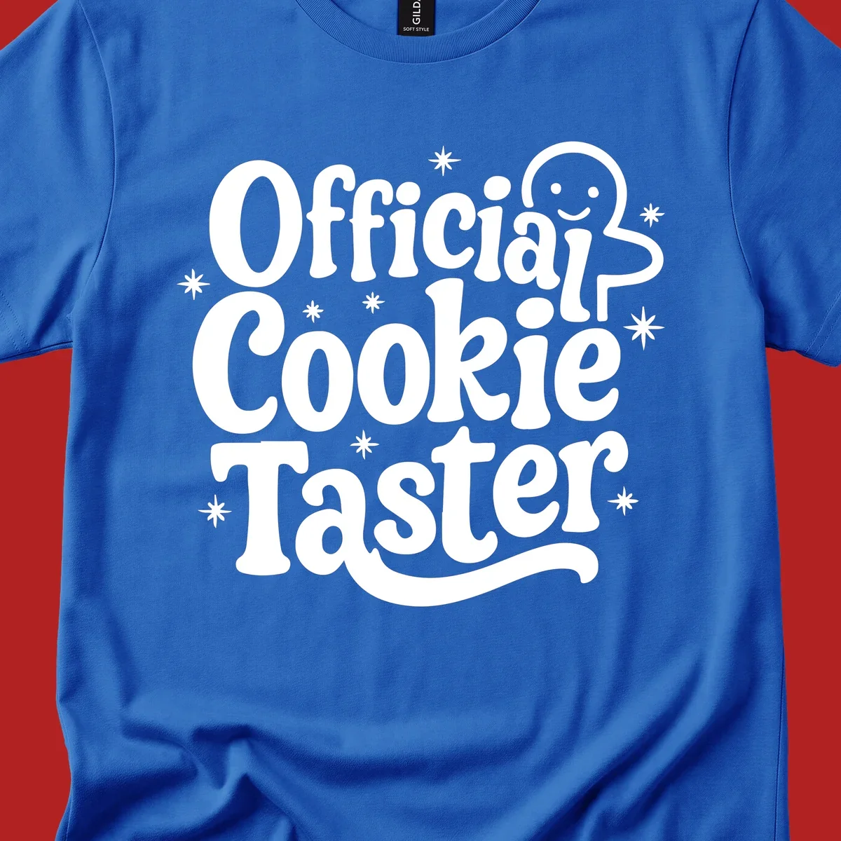 Official Cookie Taster gingerbread man design with stars