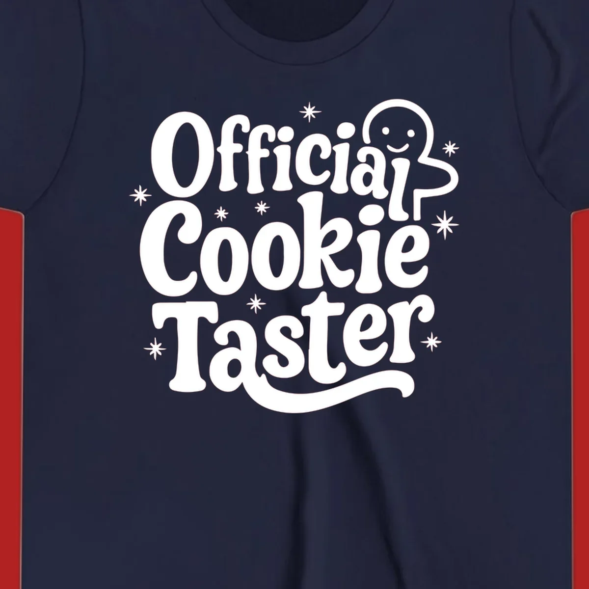 Official Cookie Taster gingerbread man design with stars
