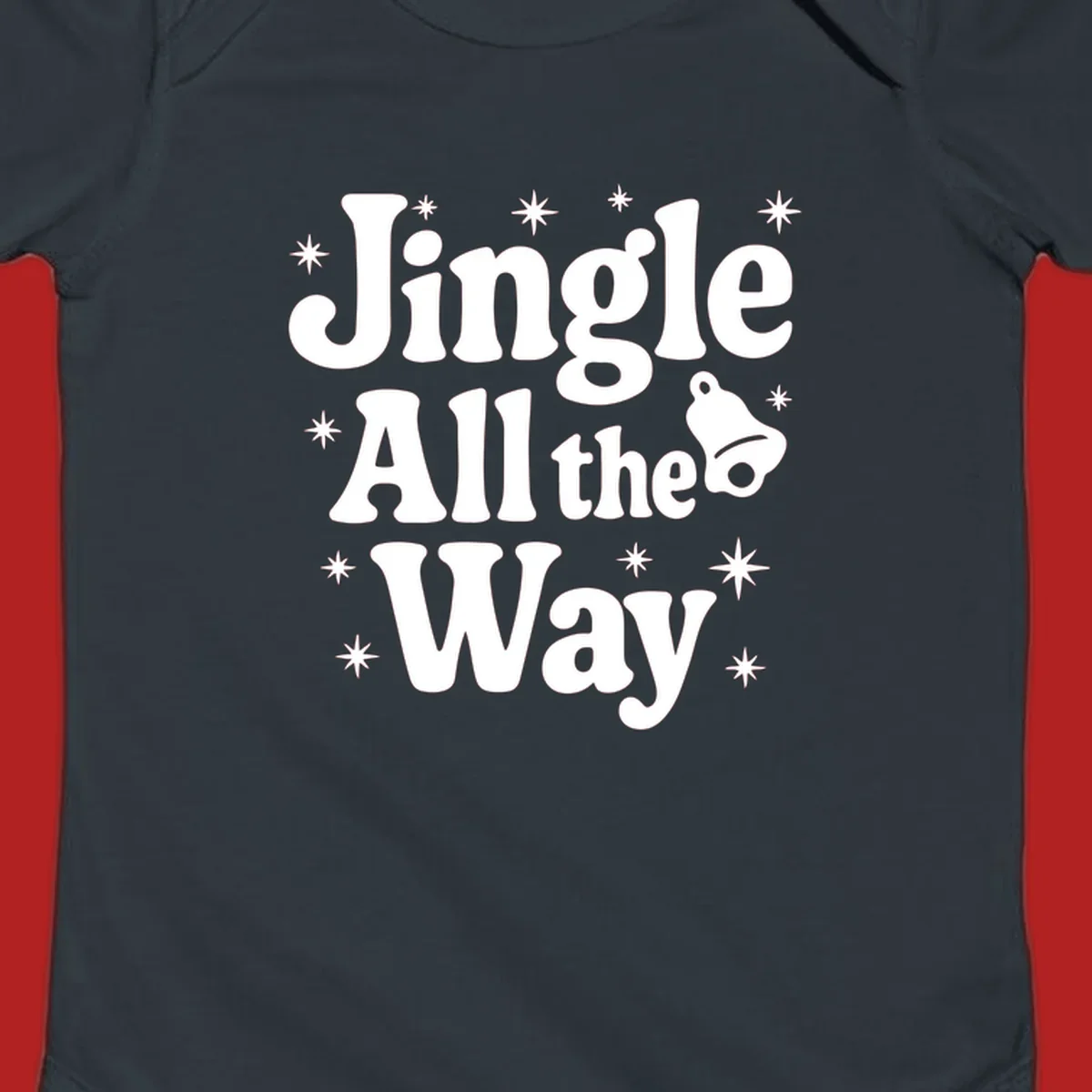 Retro jingle all the way christmas design with bell and stars.