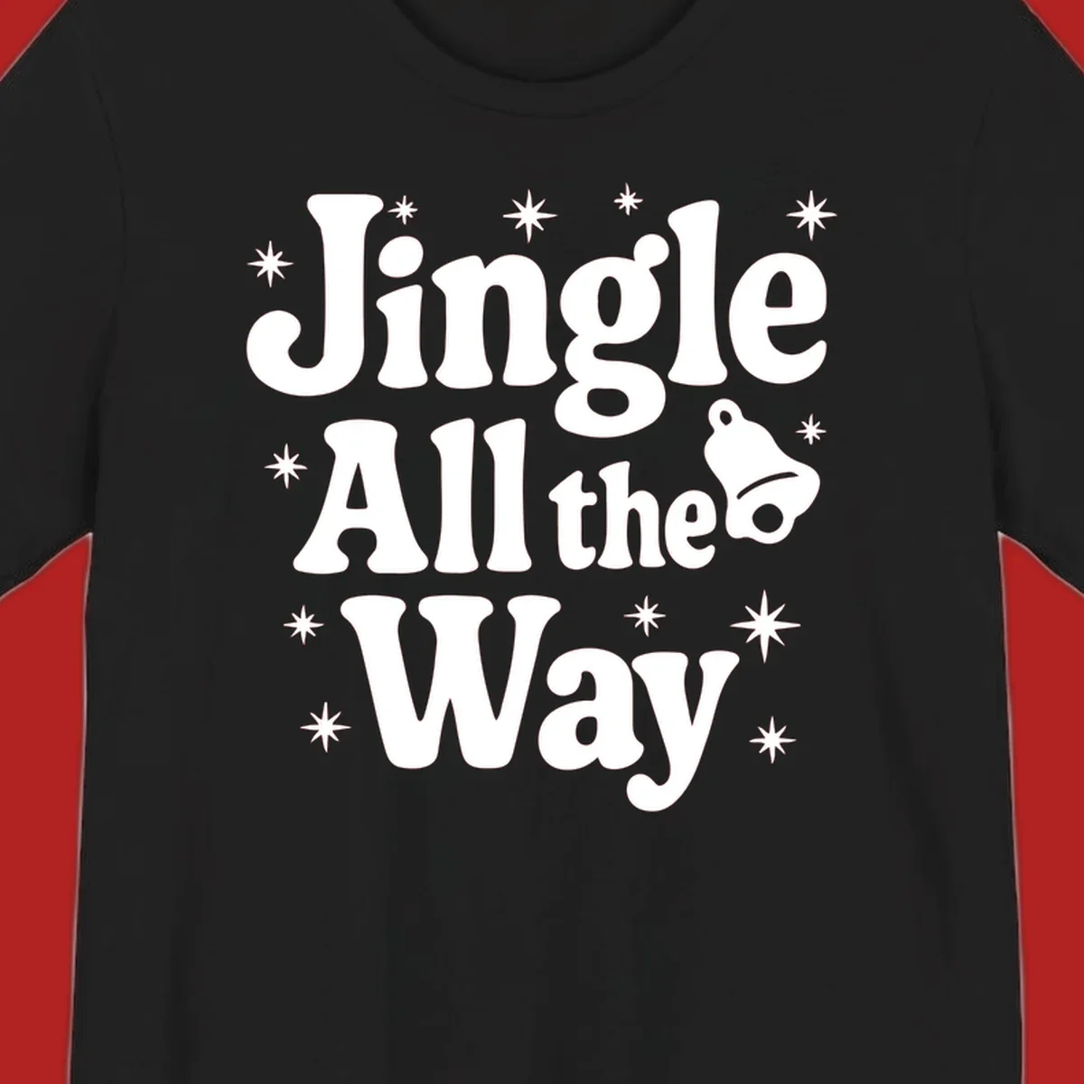 Retro jingle all the way christmas design with bell and stars.