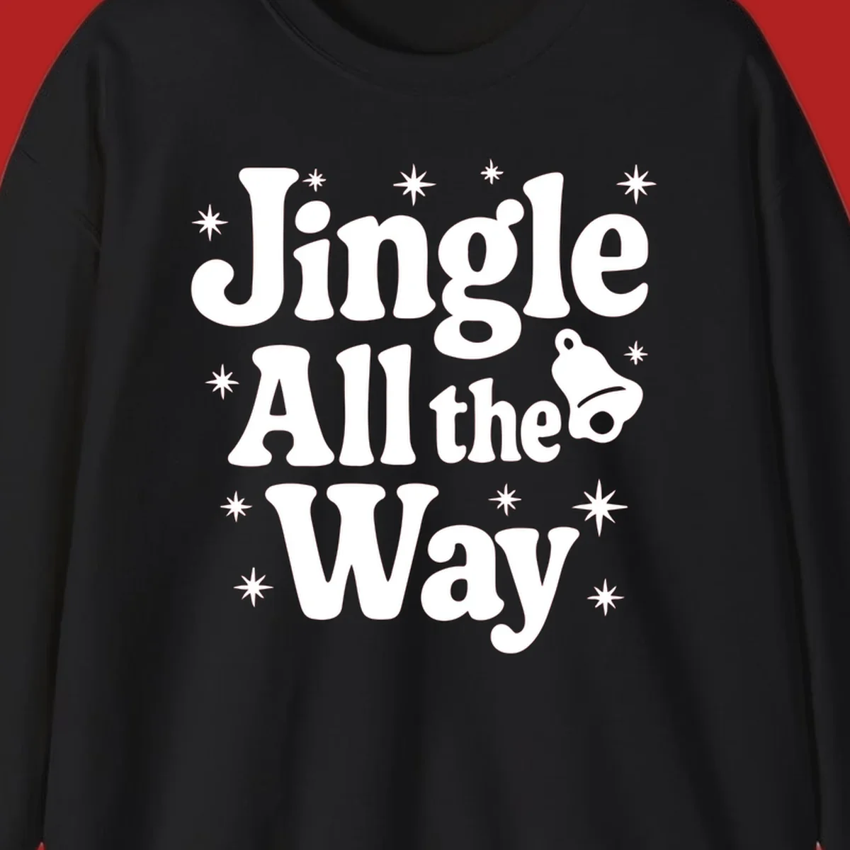 Retro jingle all the way christmas design with bell and stars.