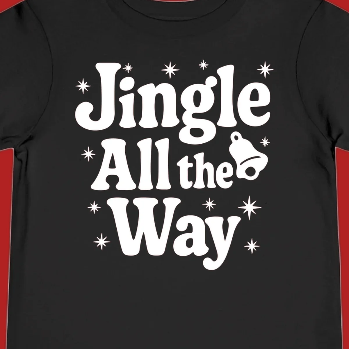 Retro jingle all the way christmas design with bell and stars.