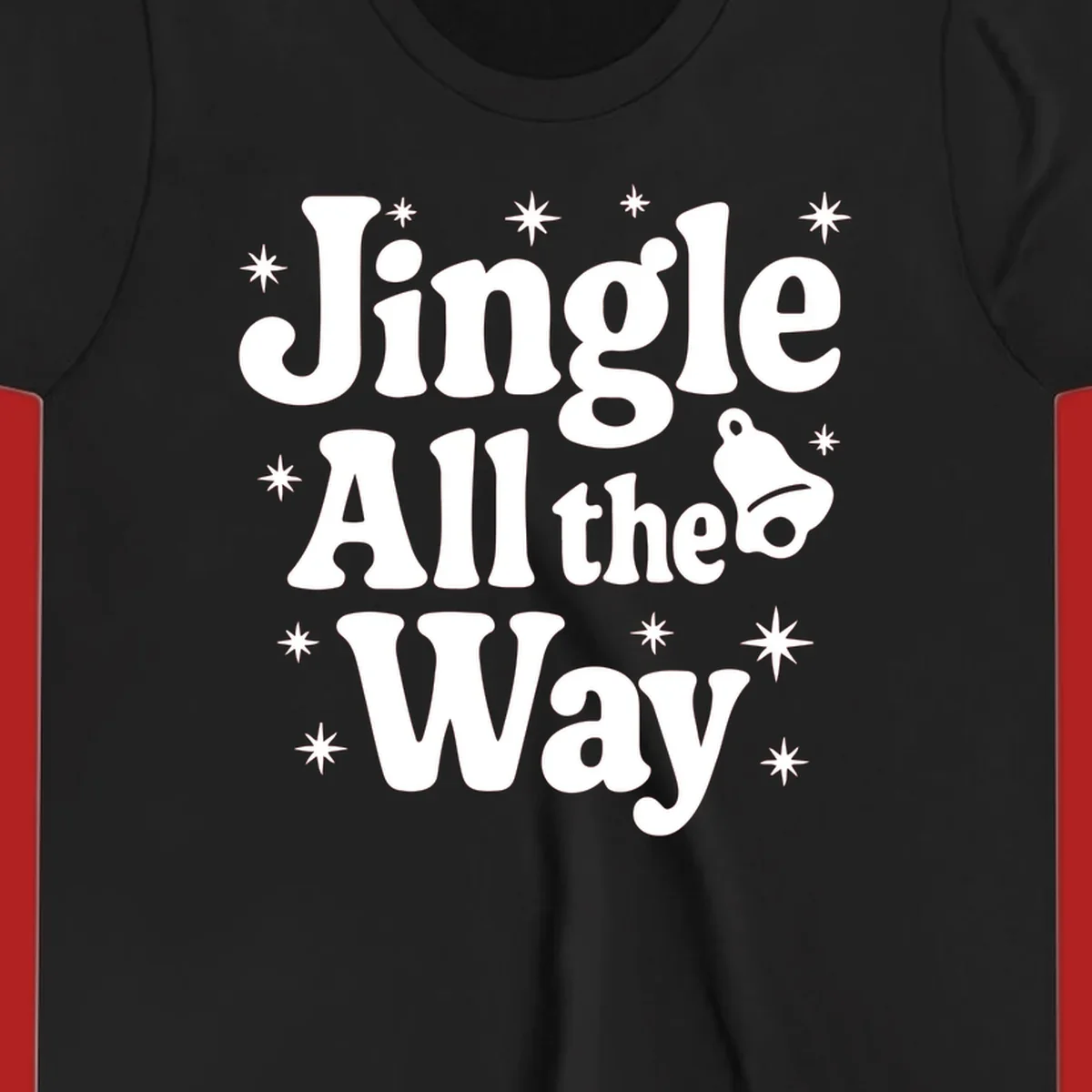 Retro jingle all the way christmas design with bell and stars.