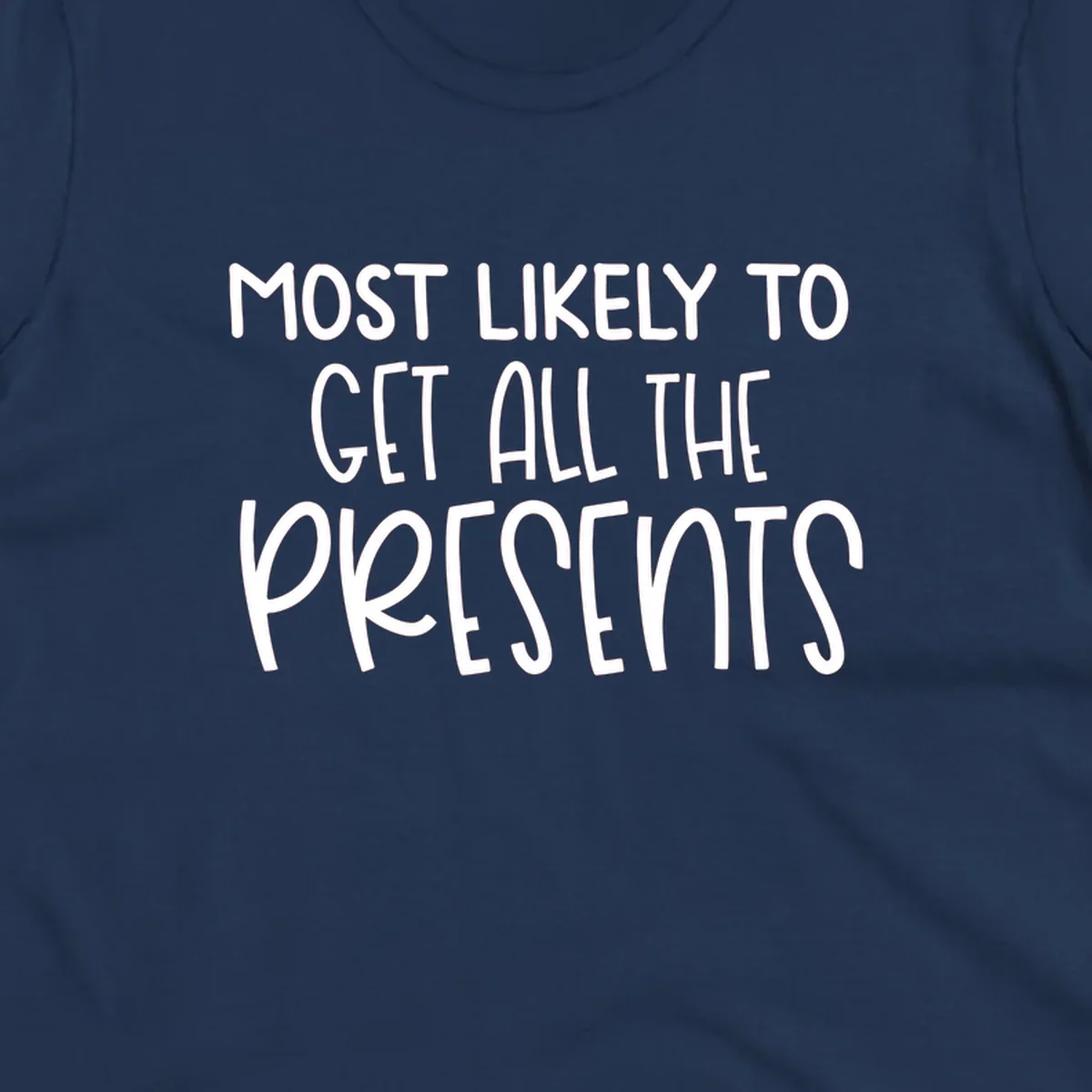 Most Likely To Get All The Presents typography design.
