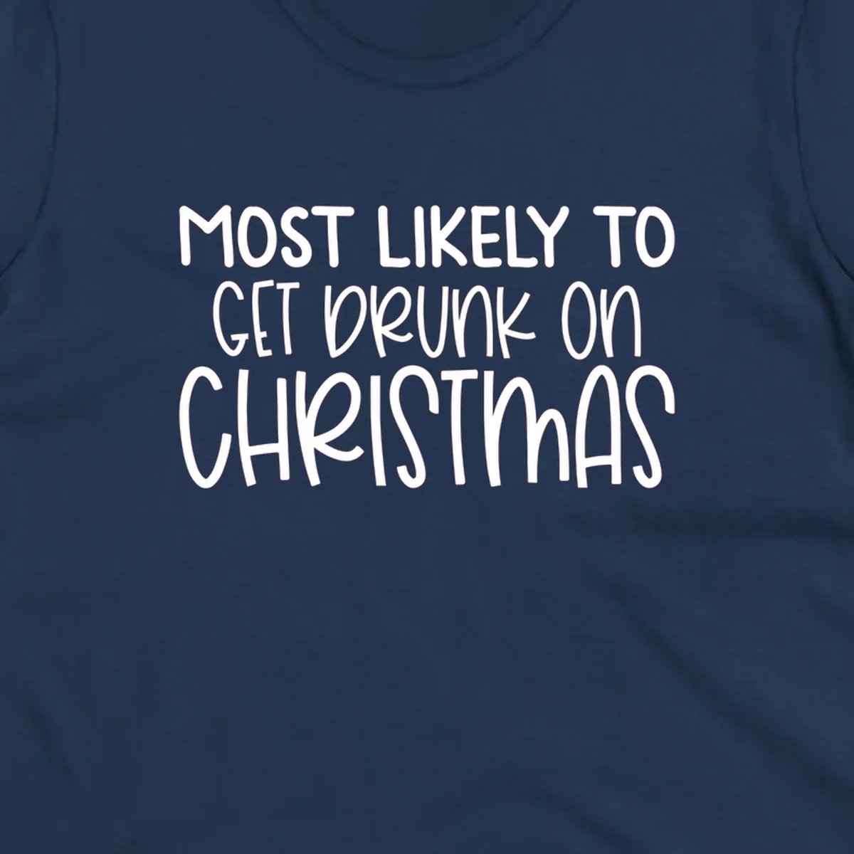 Most Likely To Get Drunk On Christmas text design.