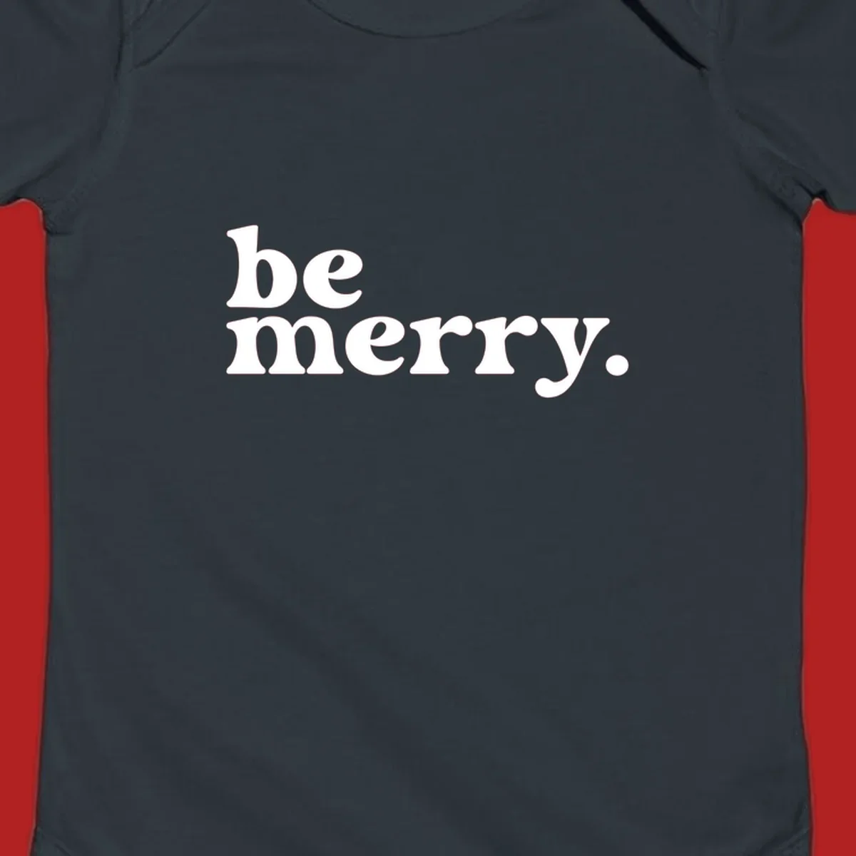 White retro typography saying 'be merry.' on a black background, perfect for the holiday season.