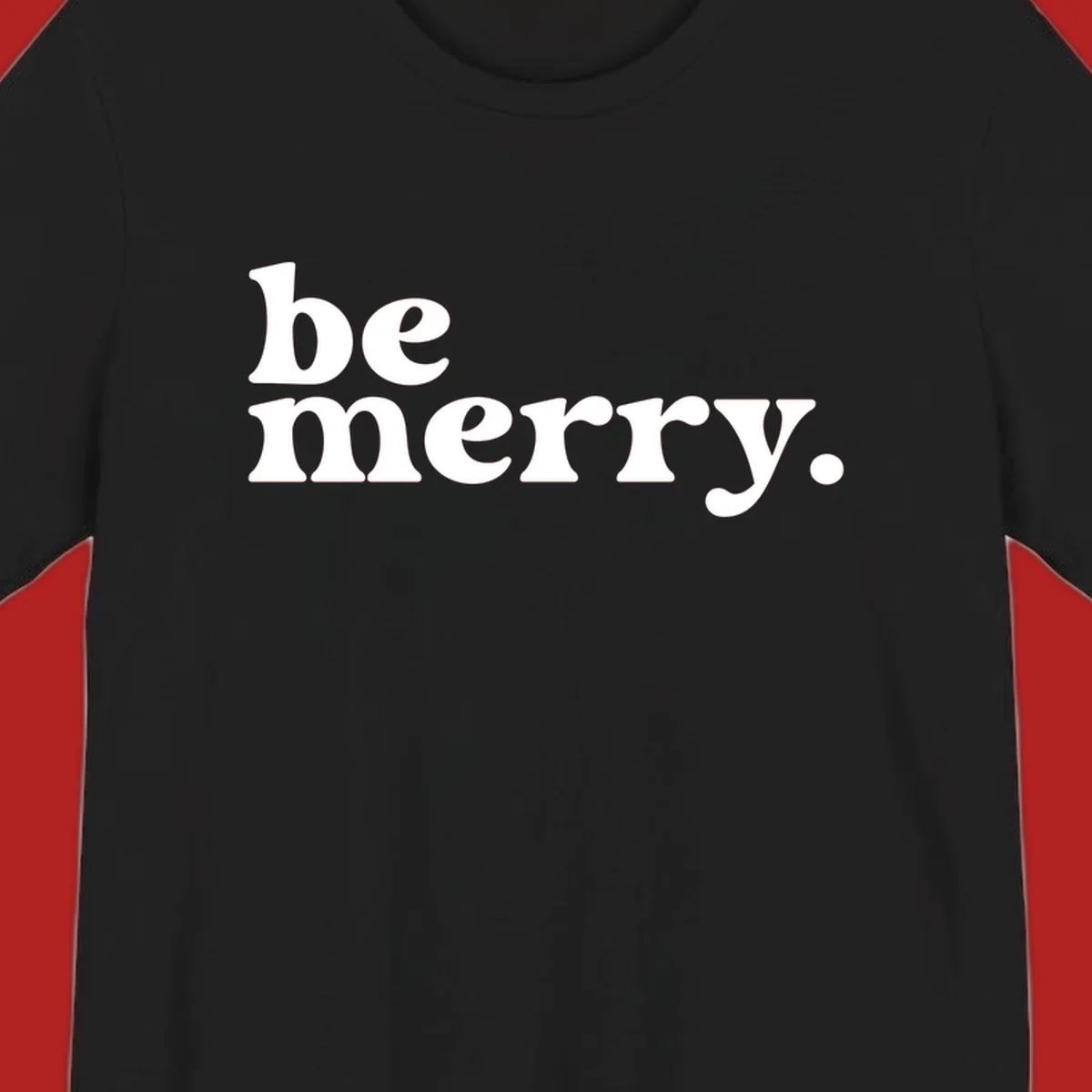 White retro typography saying 'be merry.' on a black background, perfect for the holiday season.