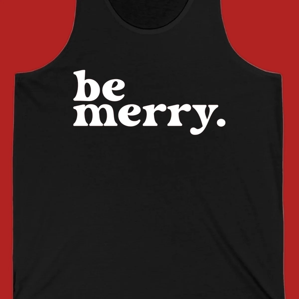 White retro typography saying 'be merry.' on a black background, perfect for the holiday season.