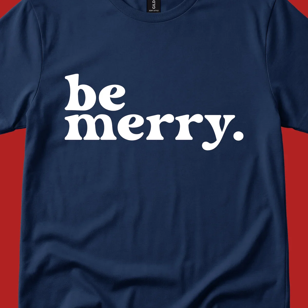 White retro typography saying 'be merry.' on a black background, perfect for the holiday season.