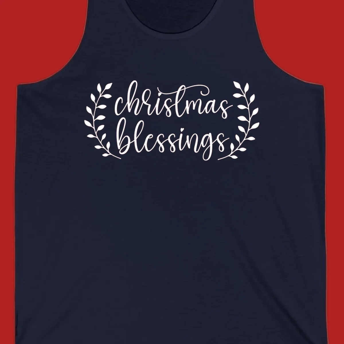 Christmas blessings text with leafy branches accent.