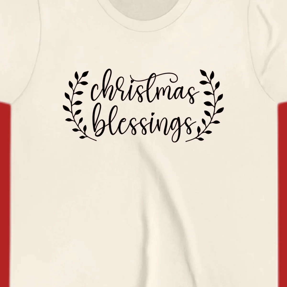 Christmas blessings text with leafy branches accent.