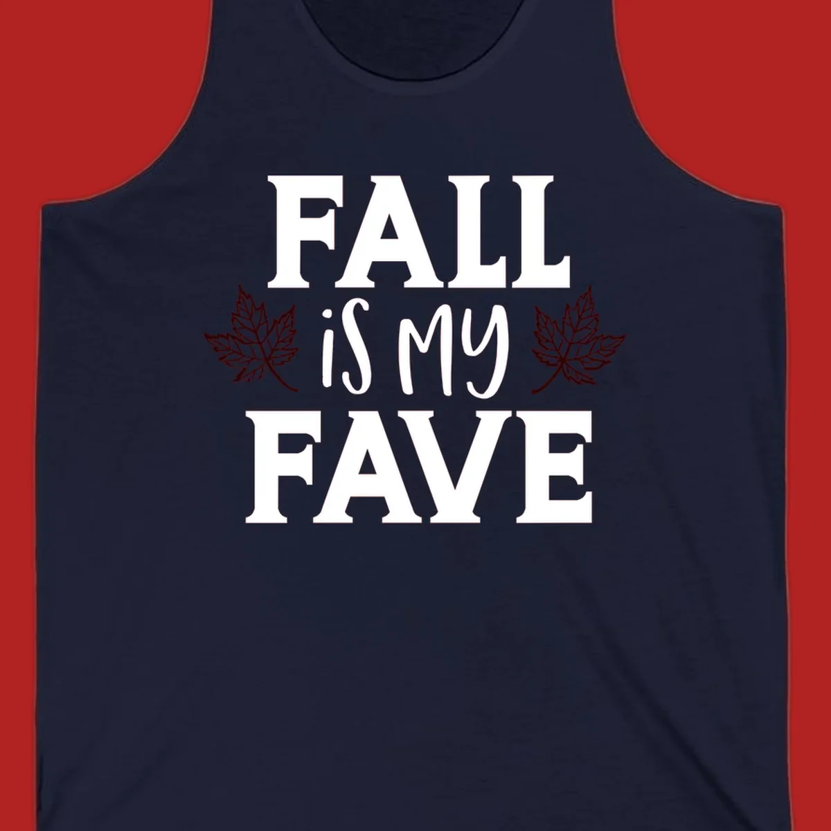 Fall is my fave text with maple leaves graphic
