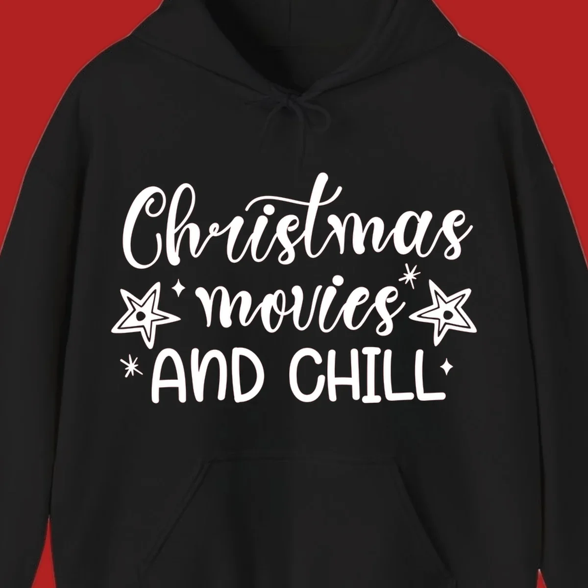 Christmas Movies And Chill text with stars