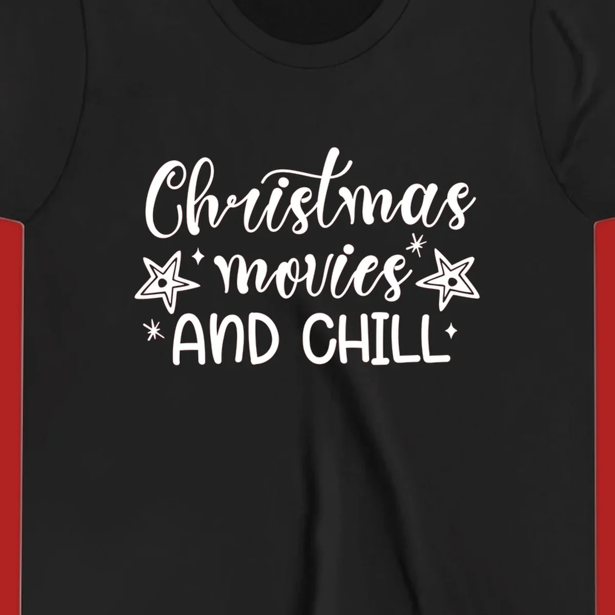 Christmas Movies And Chill text with stars