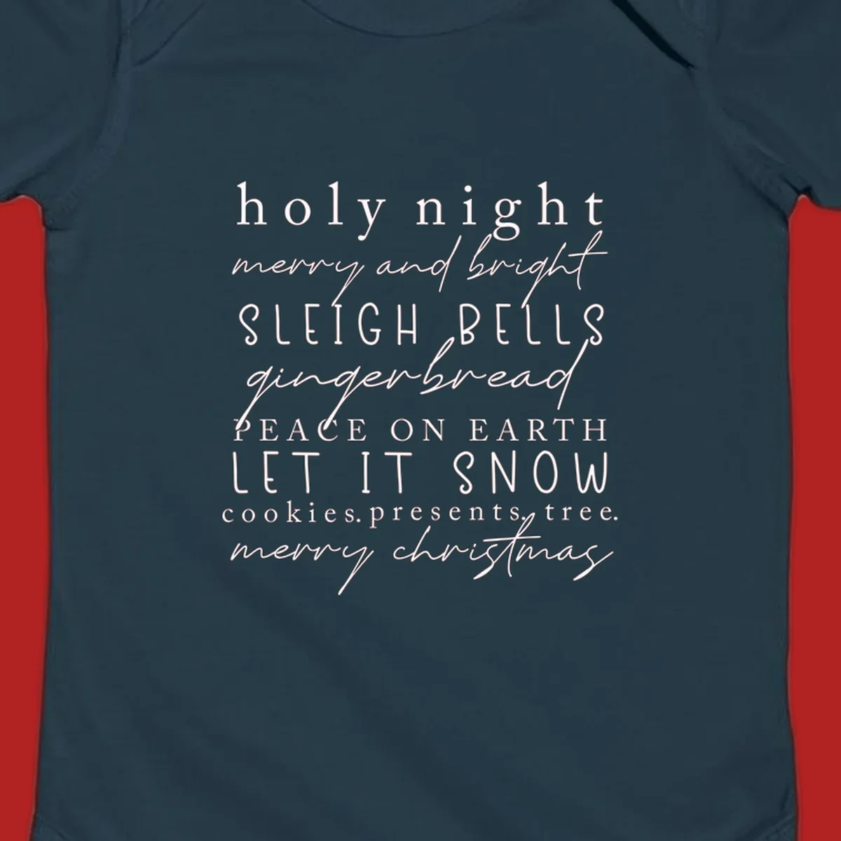 Christmas phrase typography design with words like 'holy night' and 'merry christmas'.