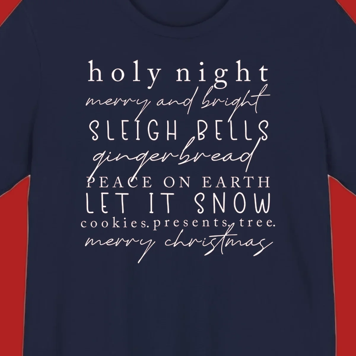 Christmas phrase typography design with words like 'holy night' and 'merry christmas'.