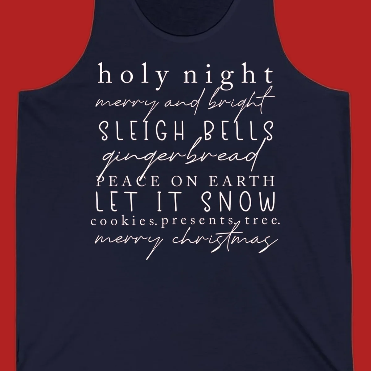 Christmas phrase typography design with words like 'holy night' and 'merry christmas'.