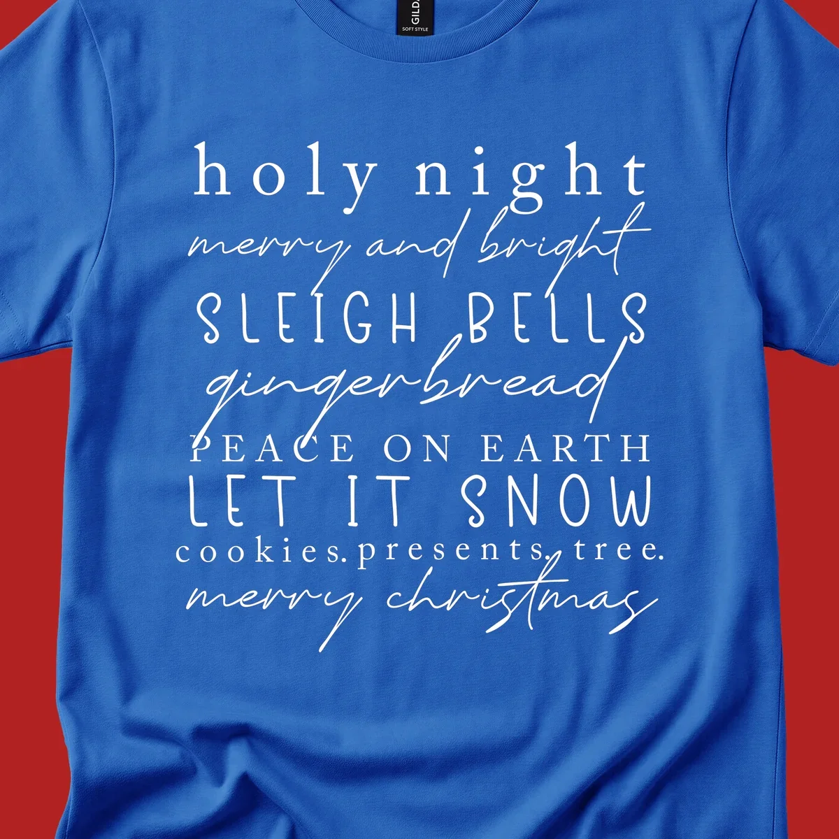 Christmas phrase typography design with words like 'holy night' and 'merry christmas'.