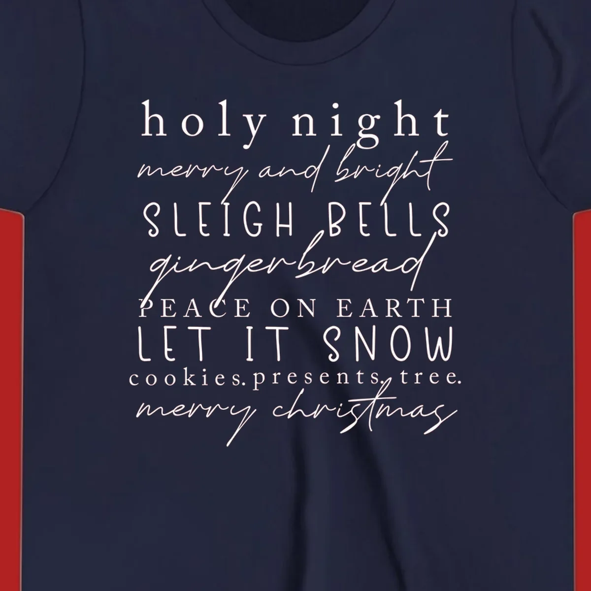 Christmas phrase typography design with words like 'holy night' and 'merry christmas'.