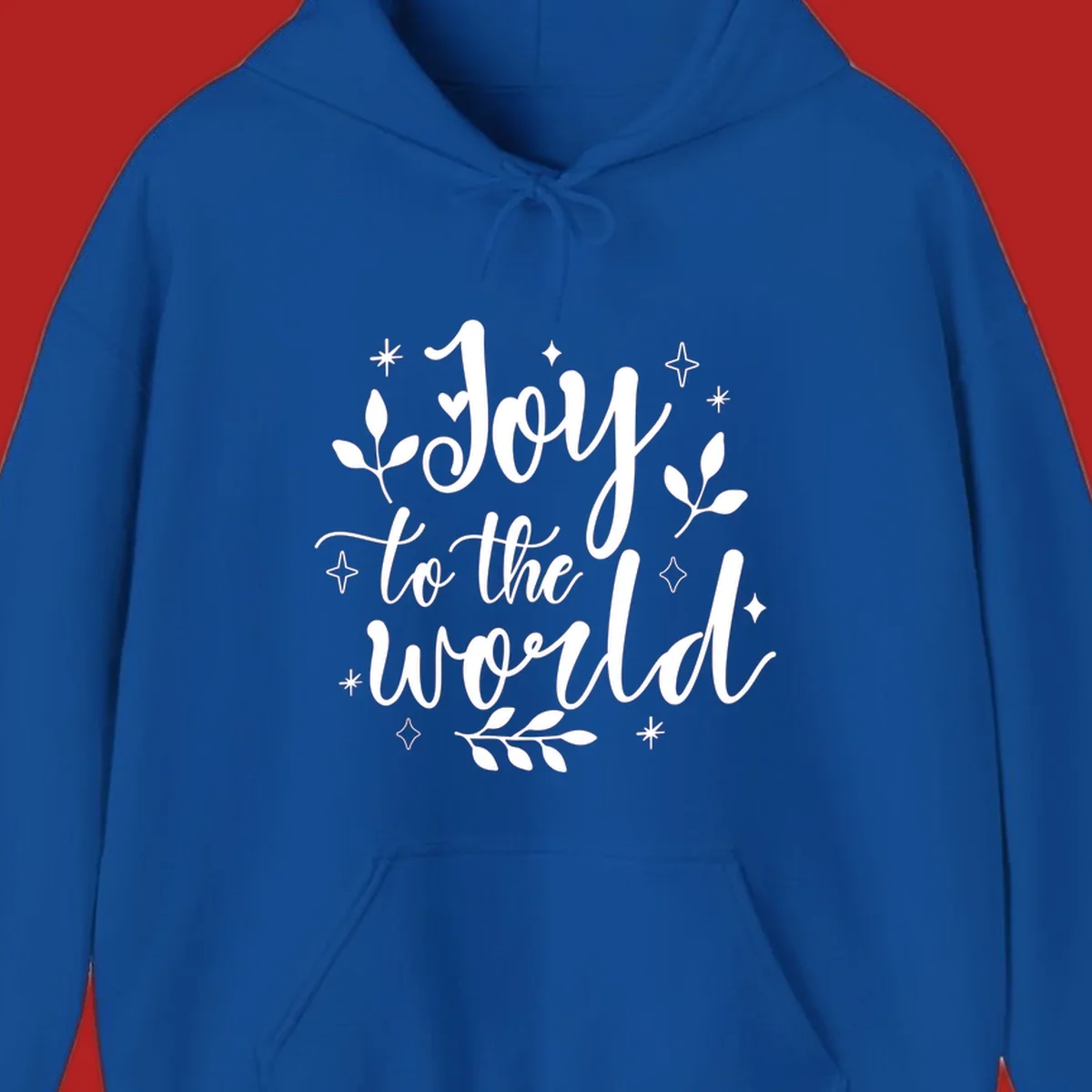 Joy to the world Christmas lettering with stars and leaves.