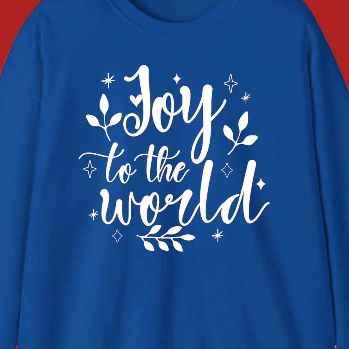 Joy to the world Christmas lettering with stars and leaves.