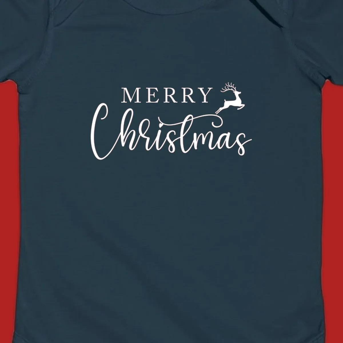 Merry Christmas text with a reindeer illustration, a festive holiday design.