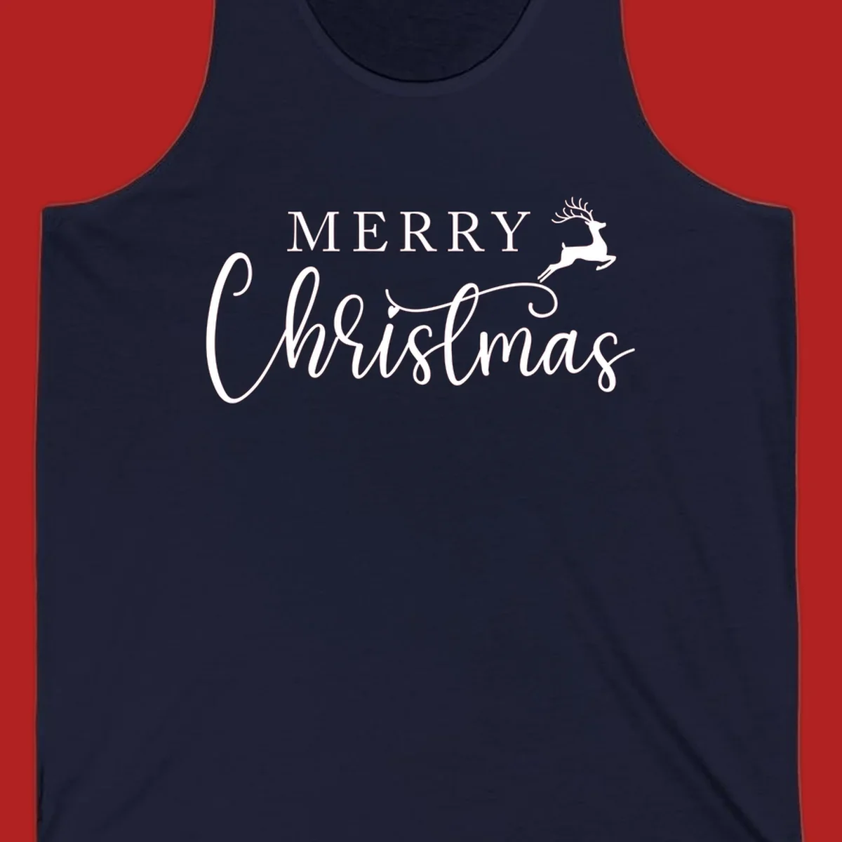 Merry Christmas text with a reindeer illustration, a festive holiday design.