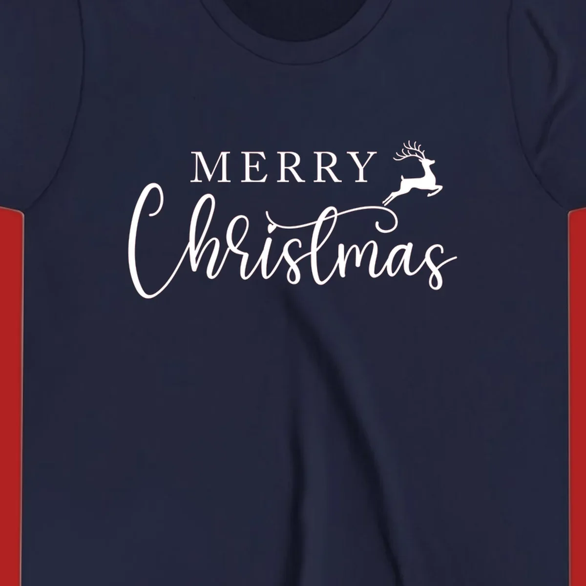 Merry Christmas text with a reindeer illustration, a festive holiday design.