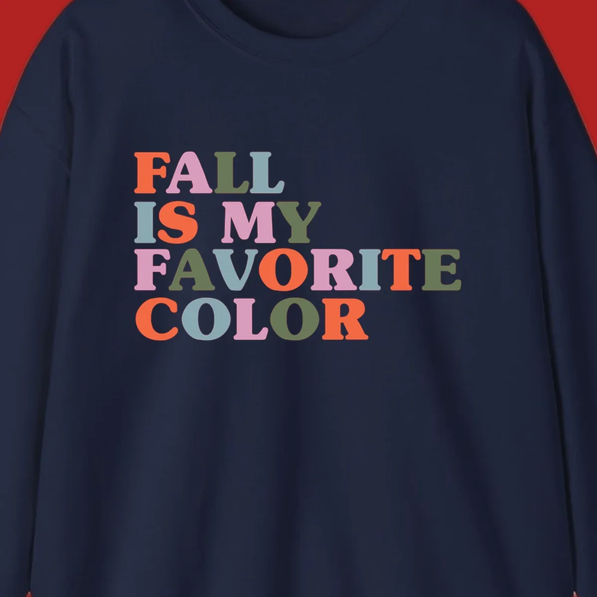 Fall is my favorite color typography design with retro lettering in warm fall colors.