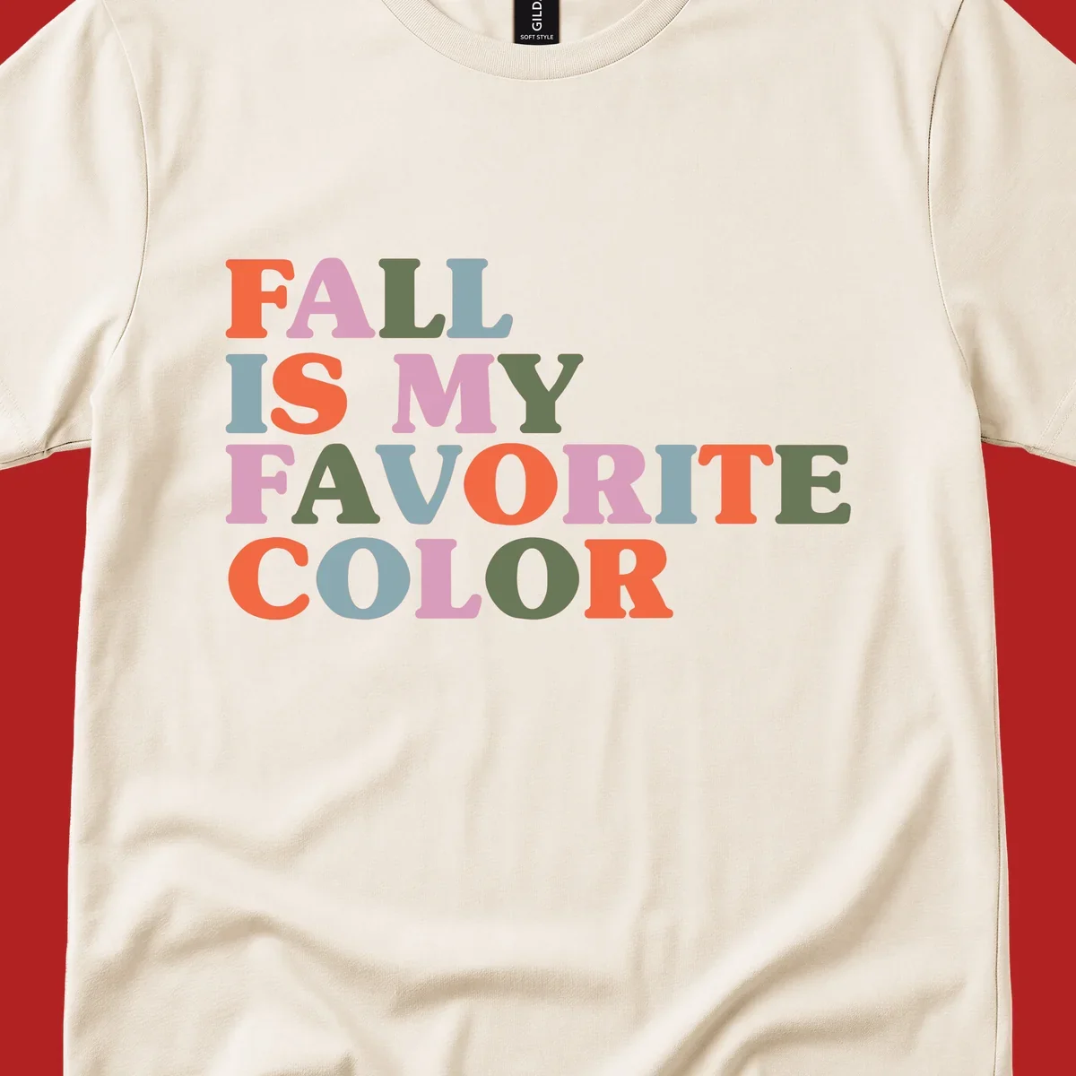 Fall is my favorite color typography design with retro lettering in warm fall colors.