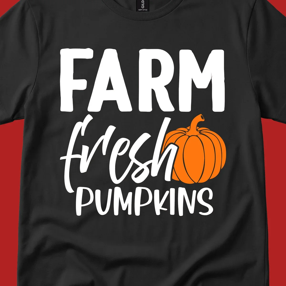 Farm fresh pumpkins text with illustration. Primary keyword root: farm-fresh-pumpkin.