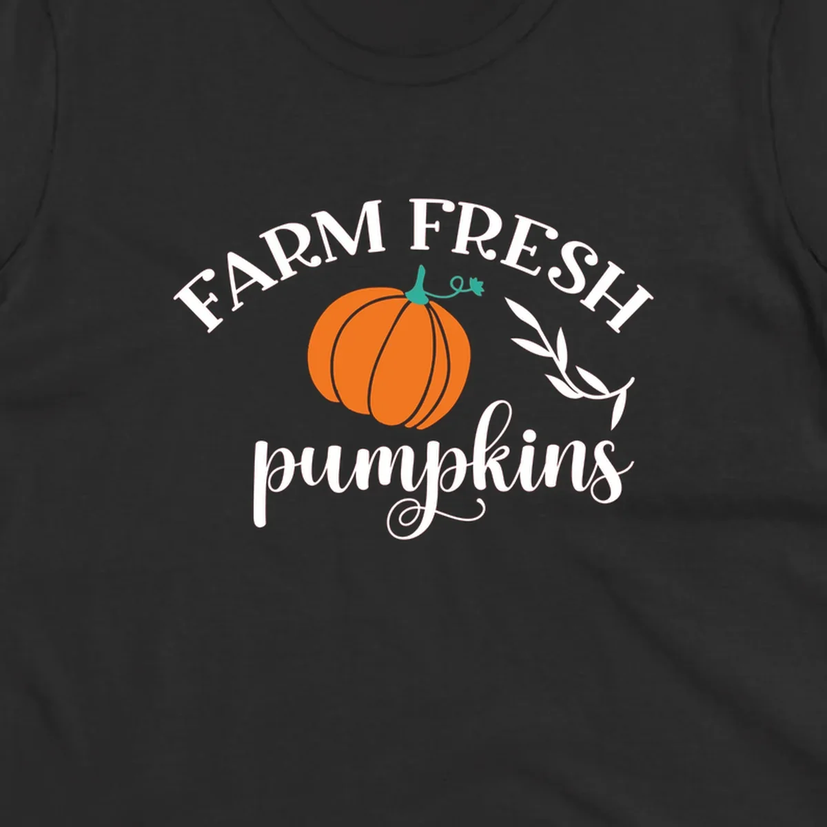 Farm fresh pumpkins fall harvest text and pumpkin graphic