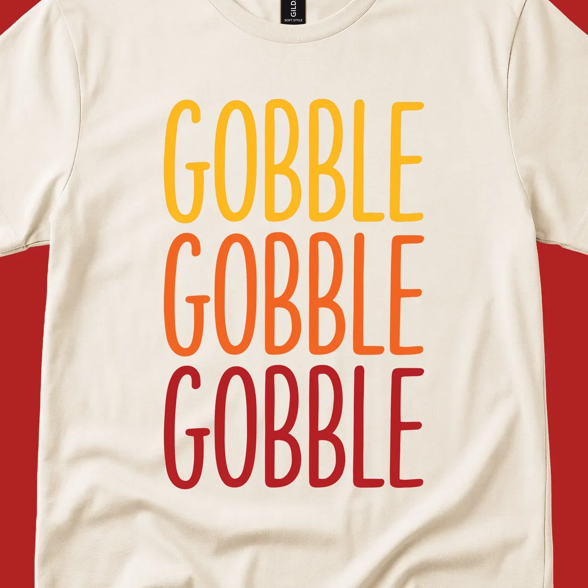 Gobble Gobble Thanksgiving Text Design in warm fall colors.