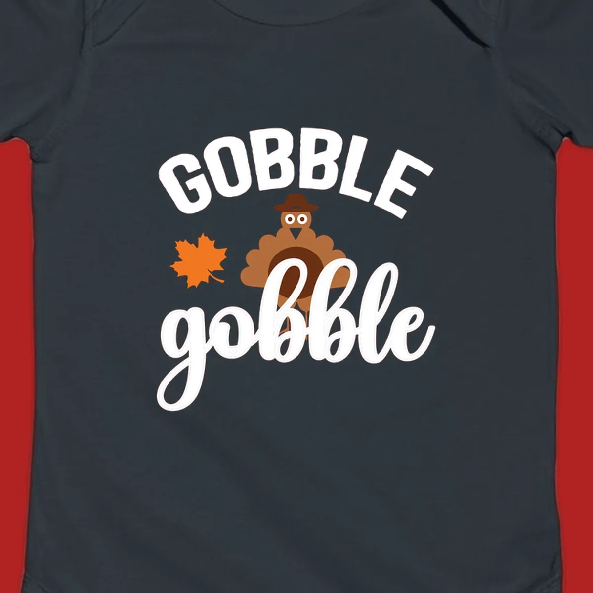 Gobble Gobble Thanksgiving Turkey Design with text and illustrations.