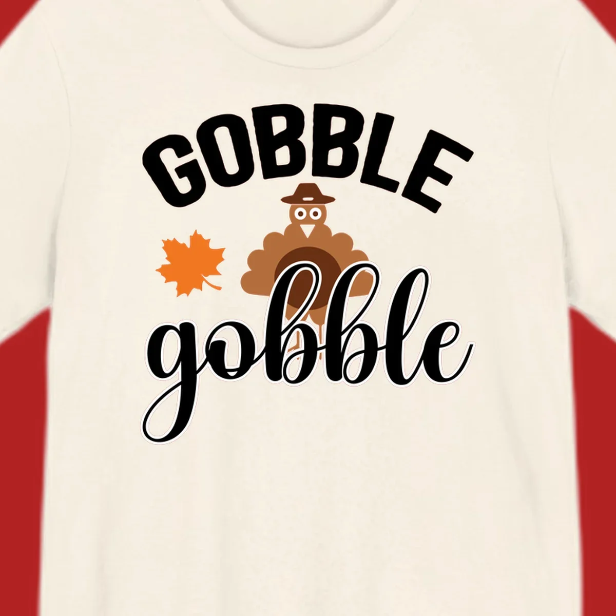 Gobble Gobble Thanksgiving Turkey Design with text and illustrations.